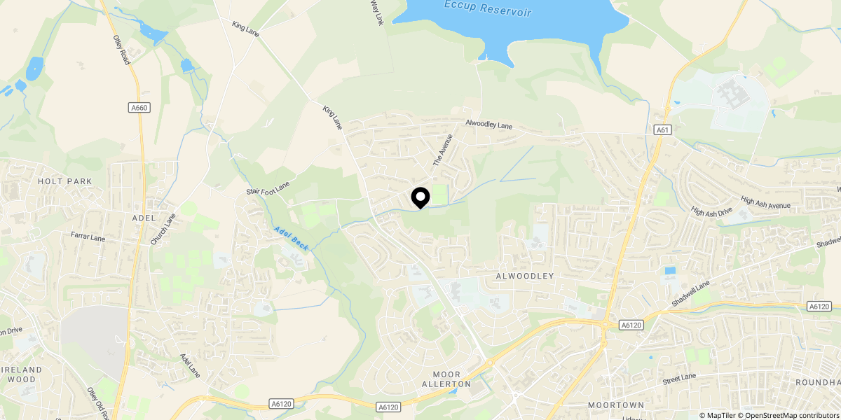 Approximate location of Sunningdale Walk, Alwoodley, Leeds, LS17 7SG