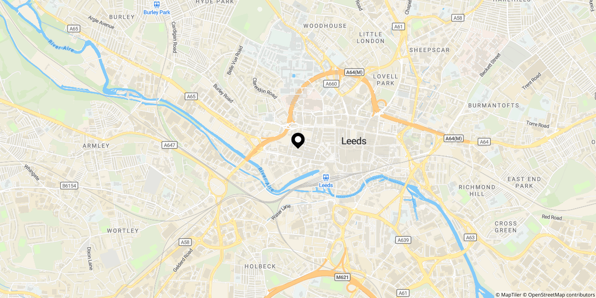 Approximate location of City Central, 27 Wellington Street, Leeds, LS1 4EA