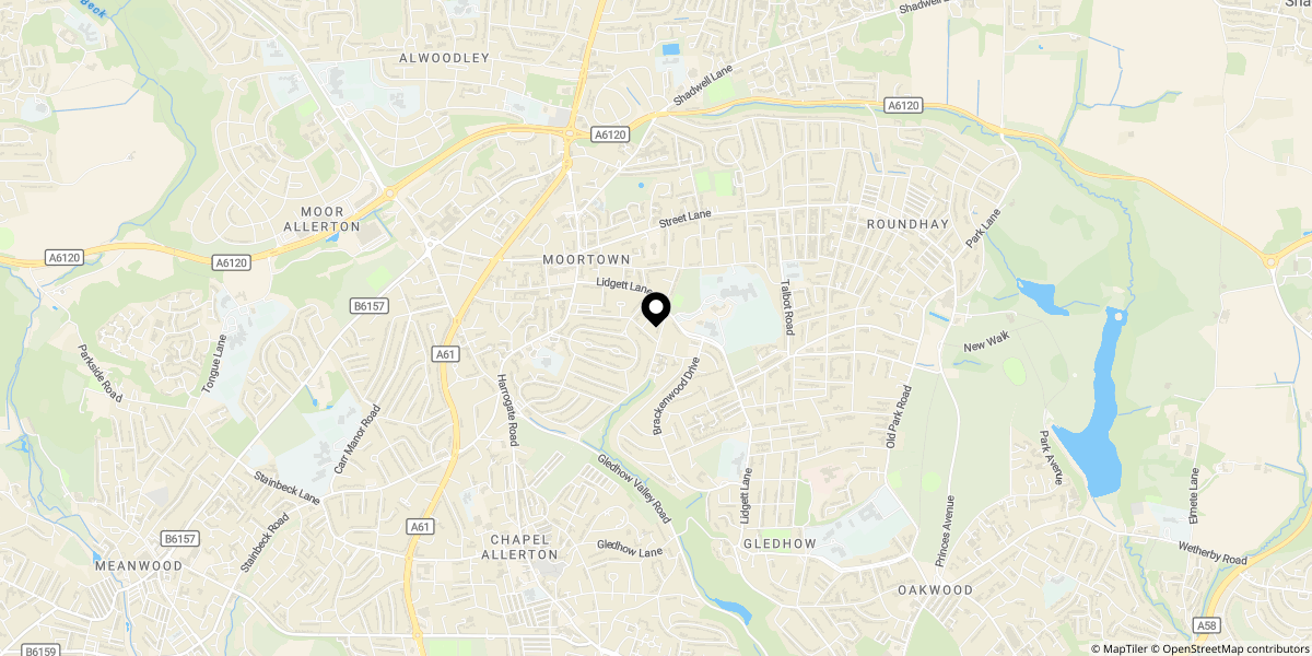 Approximate location of Stainburn Gardens, Moortown, Leeds, LS17 6PT