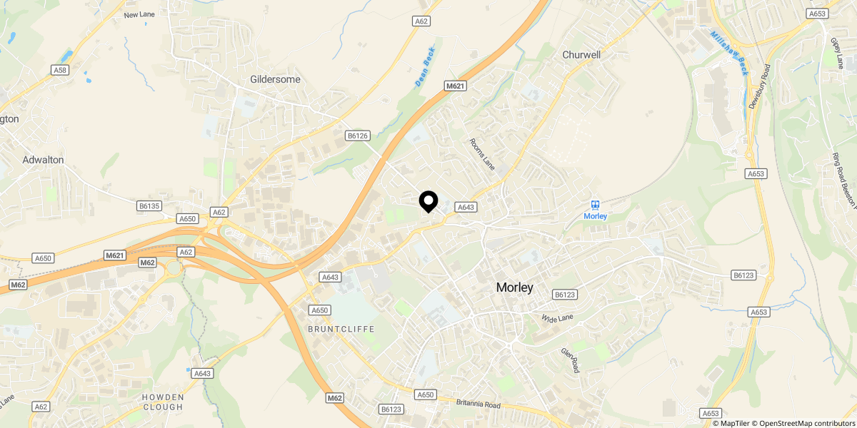 Approximate location of Asquith Avenue, Morley, Leeds, LS27 9PZ