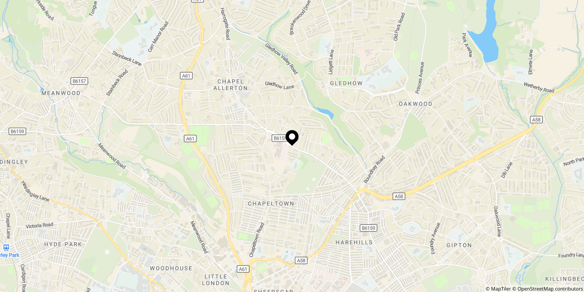 Approximate location of Teal Court, Chapel Allerton, Leeds, LS7 4AY